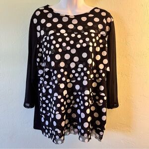 Chico's 3 Black and White Polka Dot Tunic Top XL Layered wedding